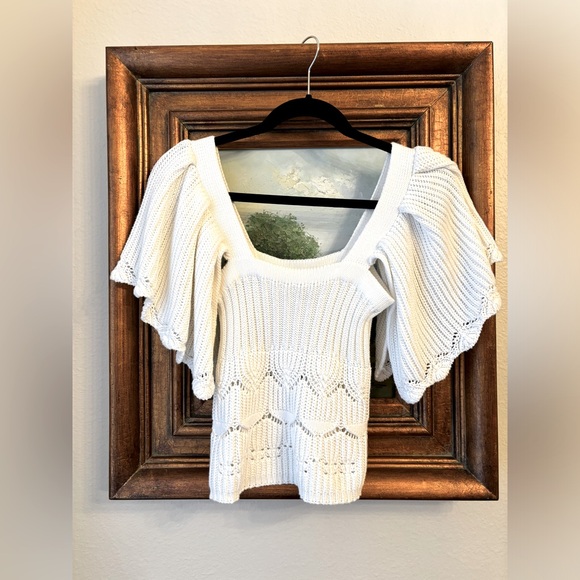 Cotton sweater, white. Ladies Xsmall. - Picture 1 of 6